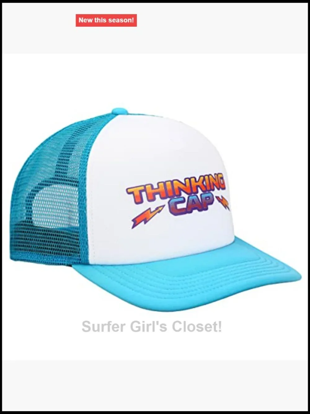 Stranger Things Thinking Cap Blue White Adjustable Trucker Hat
